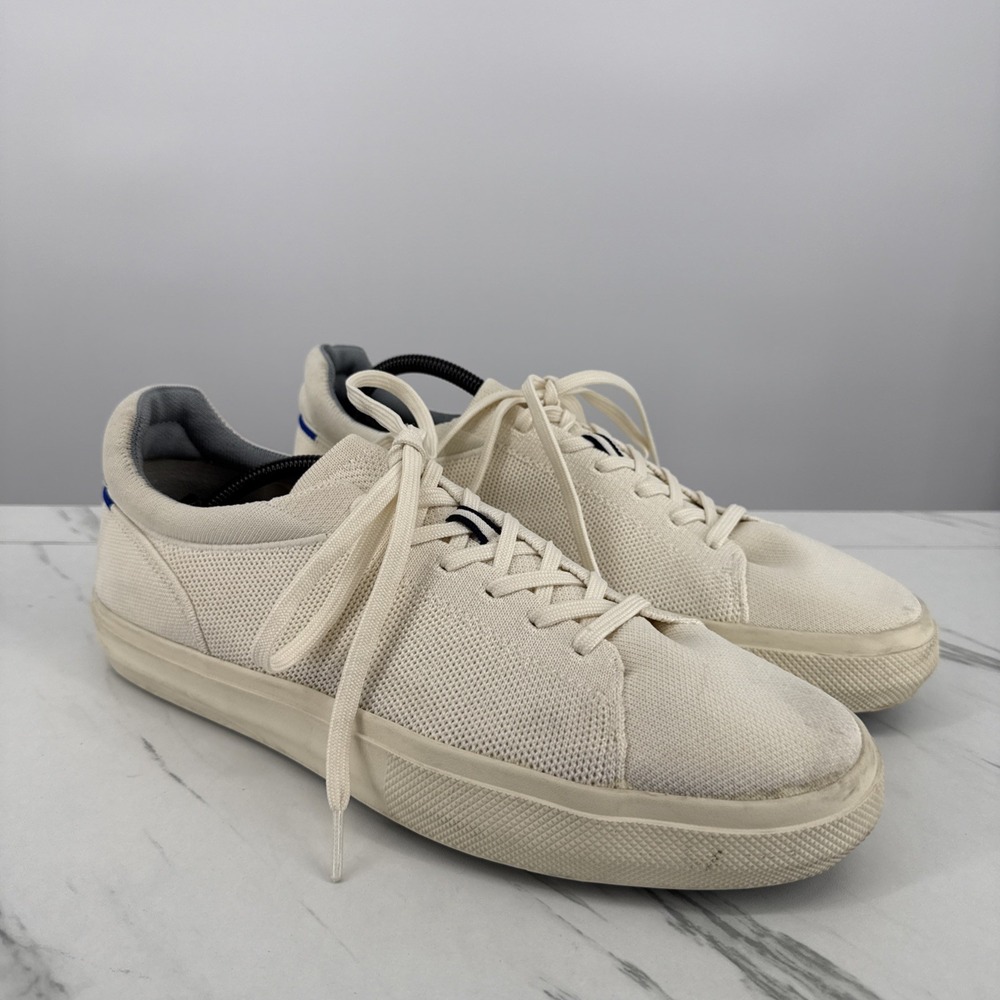 Rothys The RS02 Sneaker Bone White Knit Mesh Relaxed Minimalist Shoes 12M/13.5W